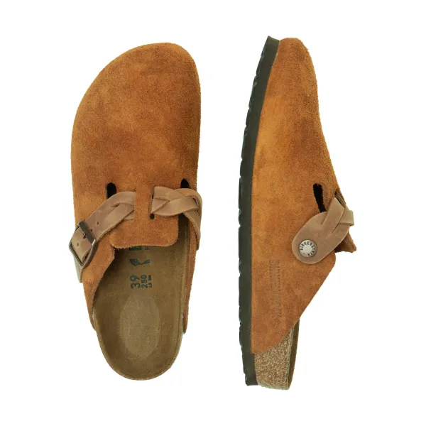 Кожаные бостонские тапочки Birkenstock, коричневый — фото 3