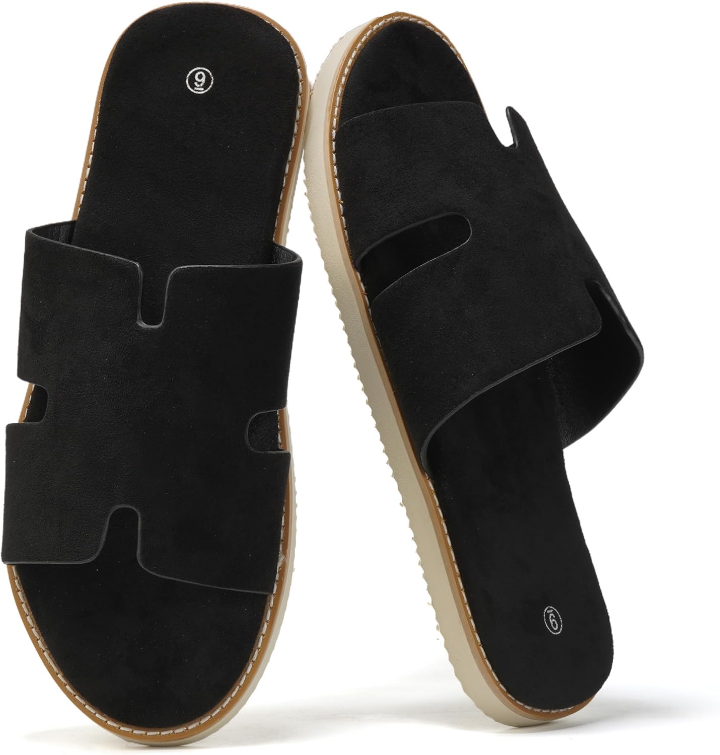 

Мужские летние сандалии SoleilSandal из замши, удобные шлепанцы с стелькой из памятью формы, подошва EVA, нескользящие повседневные модные 1H-Slides, черный