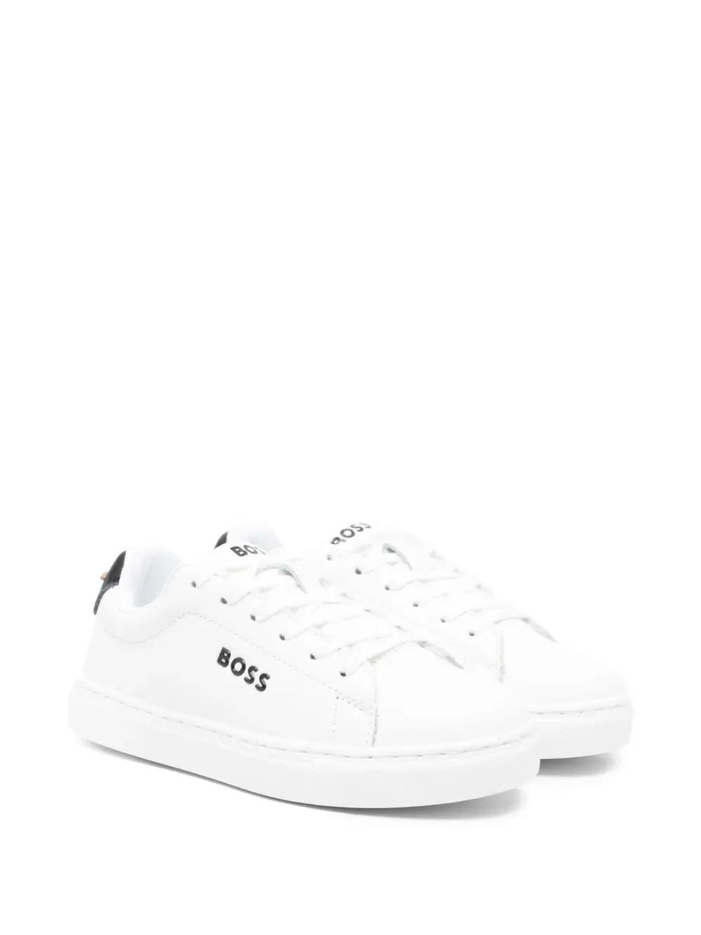 Кожаные кроссовки на шнуровке BOSS Kidswear, белый