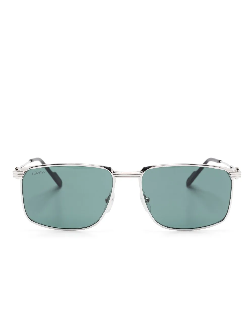

Солнцезащитные очки в квадратной оправе Cartier Eyewear, серебяный