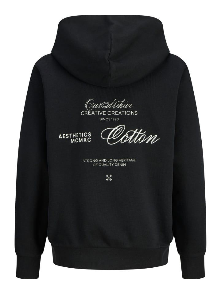 JACK & JONES Junior Толстовка с капюшоном JJROAR SWEAT HOOD JNR черного цвета — фото 4