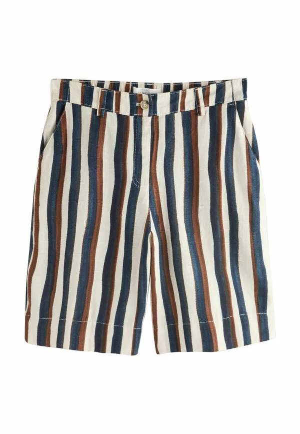 Шорты до колена стандартного кроя из смешанной ткани Next, Ecru Navy Brown Stripe
