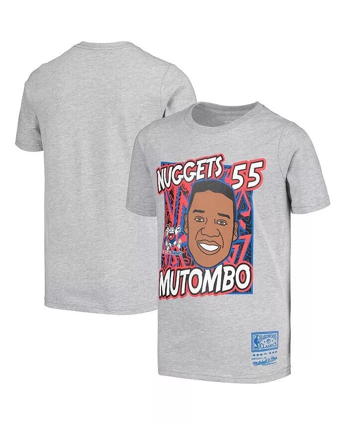 

Серая футболка Big Boys Dikembe Mutombo Denver Nuggets Hardwood Classics King of the Court Player Mitchell & Ness