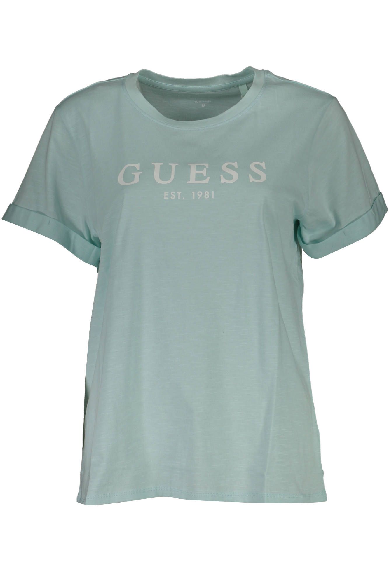 

Женская футболка из хлопка светло-голубого цвета Guess Shoes