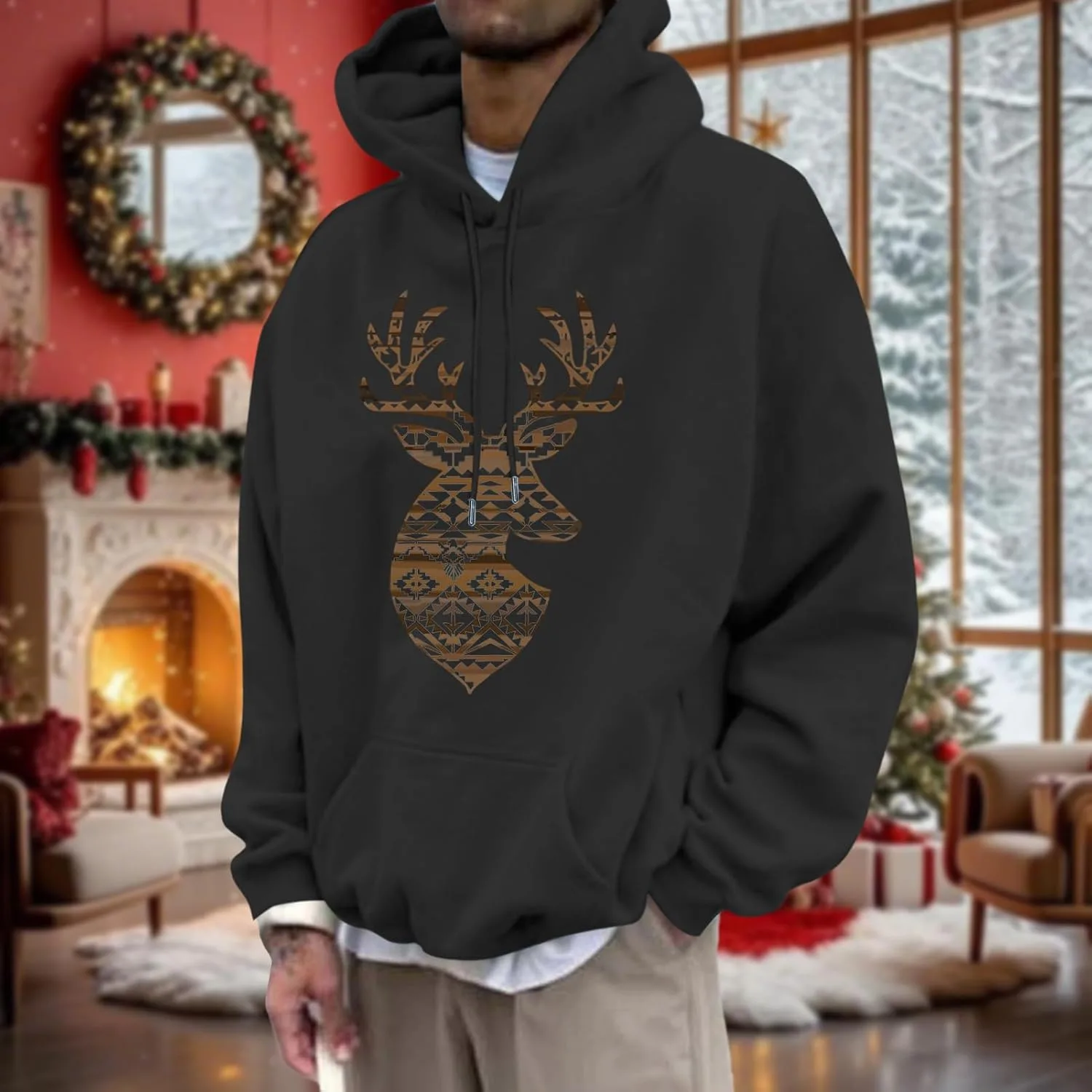 Толстовка Western Hoodies для мужчин, Elk Western, с капюшоном, длинный рукав — фото 2
