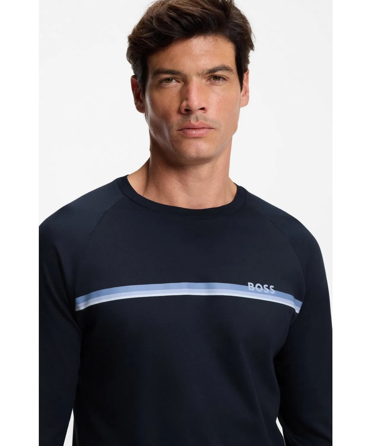 Свитшот BOSS Menswear с линией и логотипом, из хлопка, тёмно-синий — фото 2