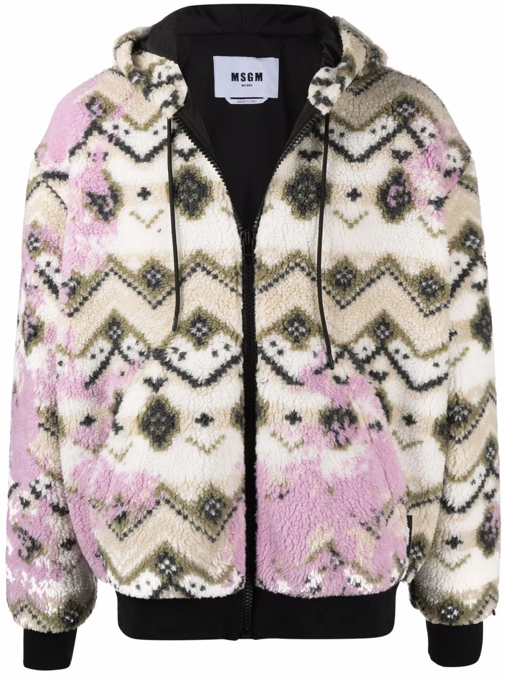 

Куртка с капюшоном и геометричным принтом MSGM, белый