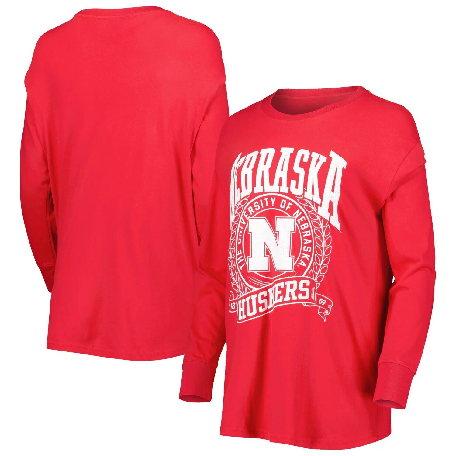 

Женская футболка с длинным рукавом Pressbox Scarlet Nebraska Huskers Big Country Laurels