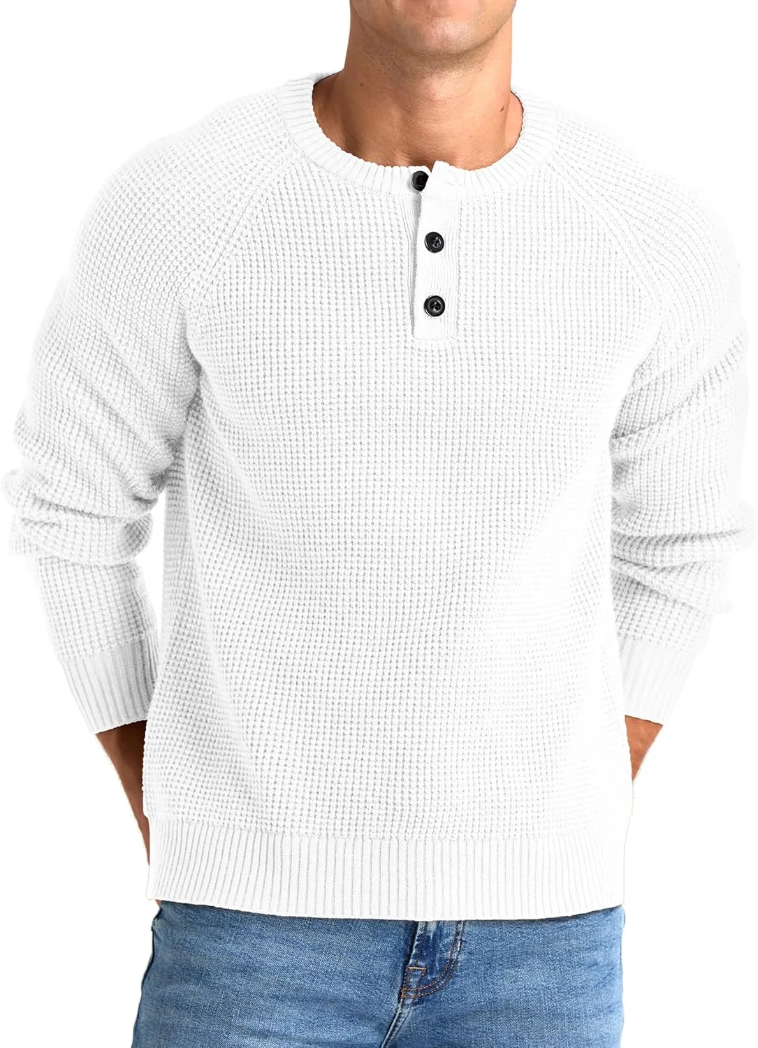 

Мужской свитер henley с длинным рукавом и воротником на пуговицах RQP