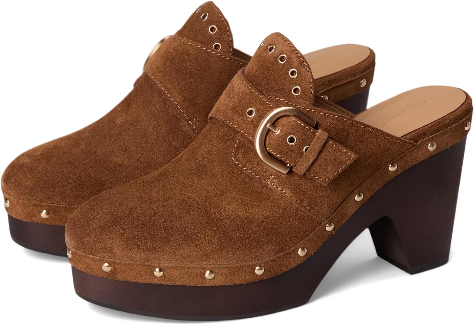 Туфли Madewell Finneas Clog - Suede Buckle, цвет Dried Acorn