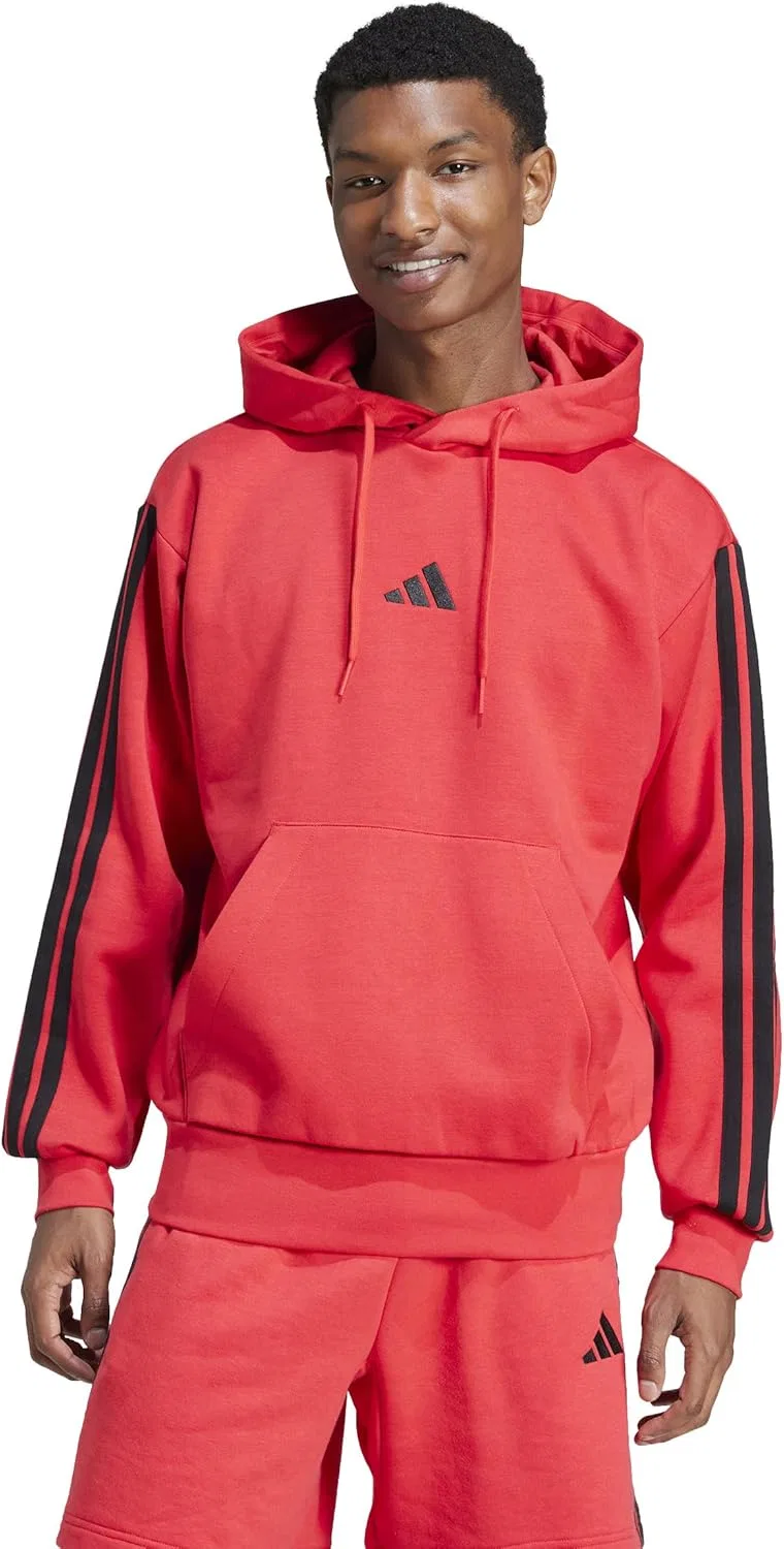 Спортивная худи adidas Essential 3-полосная флисовая, цвет Pure Ruby/Black