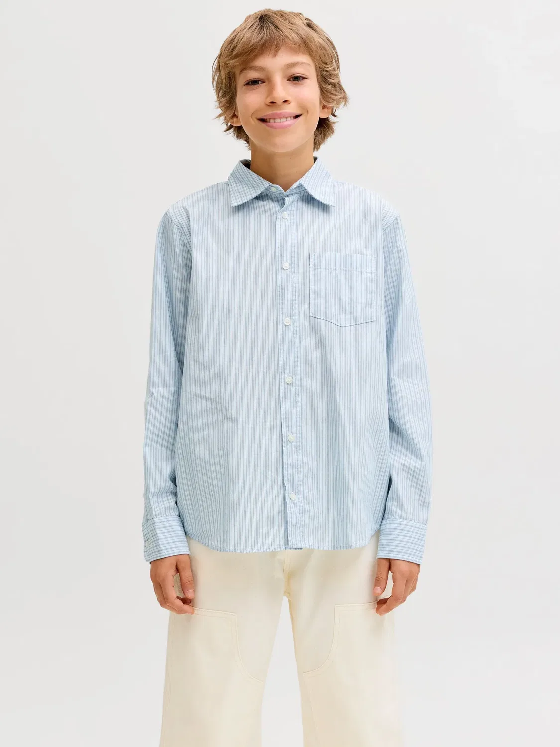 Рубашка, свободный крой, JACK & JONES Junior, skyway — фото 2