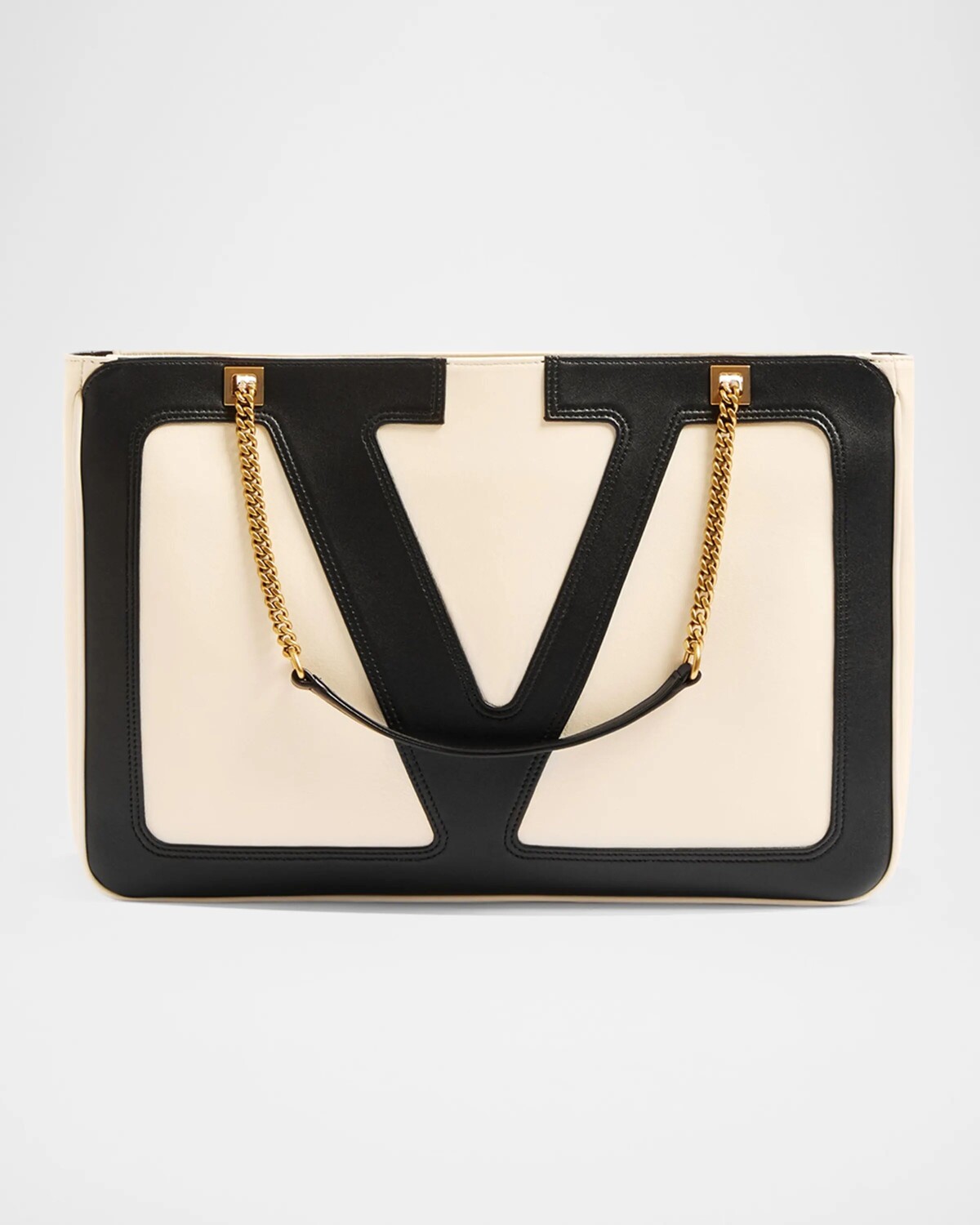 

Кожаная большая сумка Viva Superstar среднего размера Valentino Garavani, цвет Butter White Nero