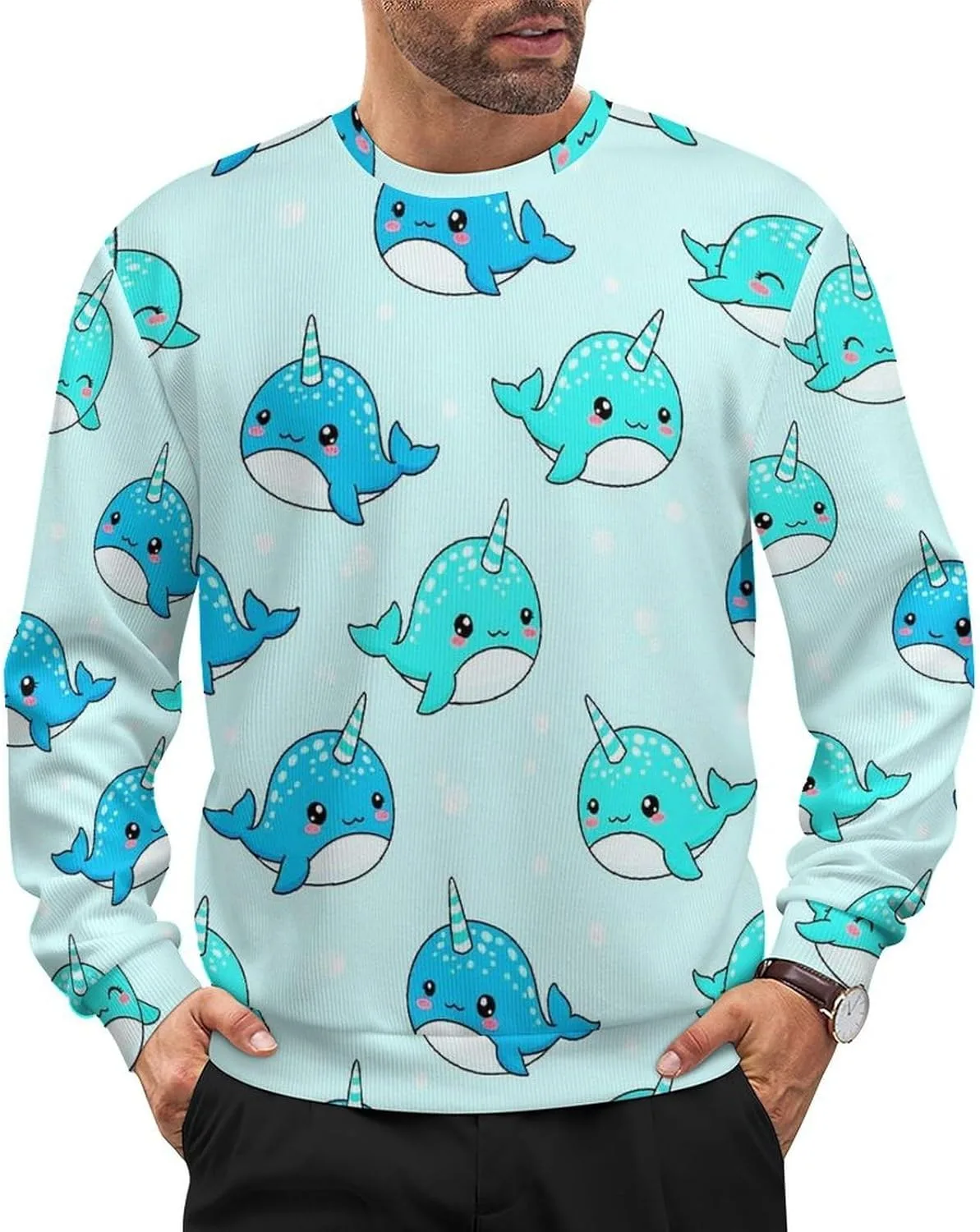 

Длинный свитер с круглым воротом, эластичный пуловер для мужчин SEBNATAL