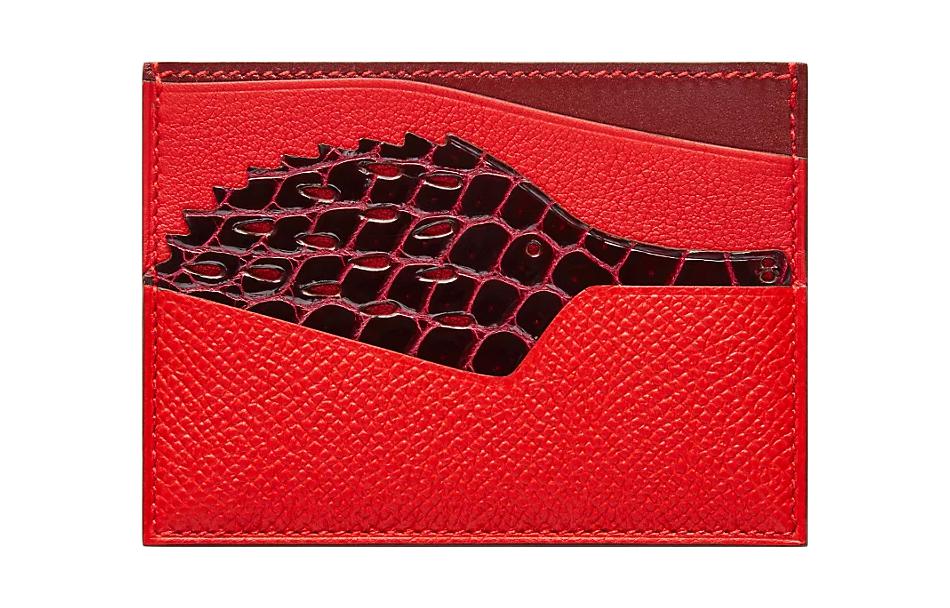 HERMES Кожаный картхолдер из телячьей кожи Mysore козьей кожи крокодиловой кожи в тёплых красных тонах для женщин — фото 2
