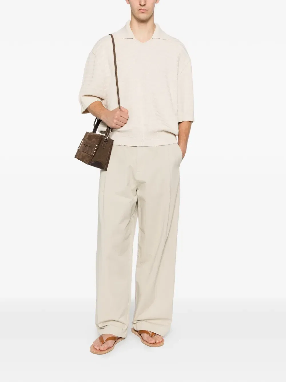 Футболка с V-образным вырезом JACQUEMUS, бежевый — фото 2