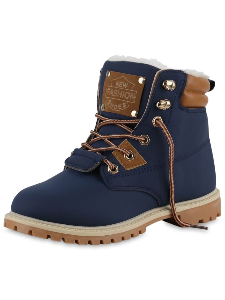 Ботильоны VAN HILL Worker Boots Chloe, цвет dunkelblau hellbraun