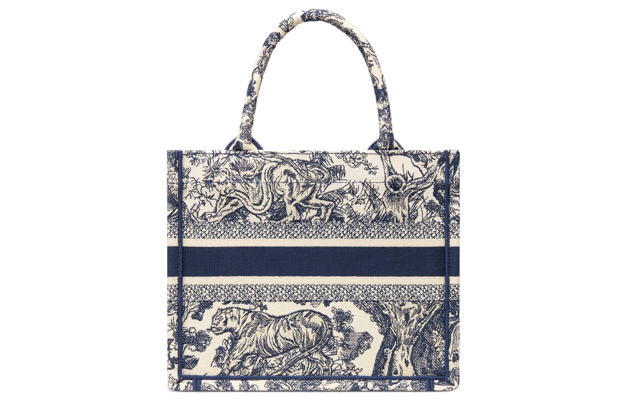 Dior Сумка-шоппер BookTote с вышивкой, женская сумка Trumpets, белая/морская синяя — фото 3