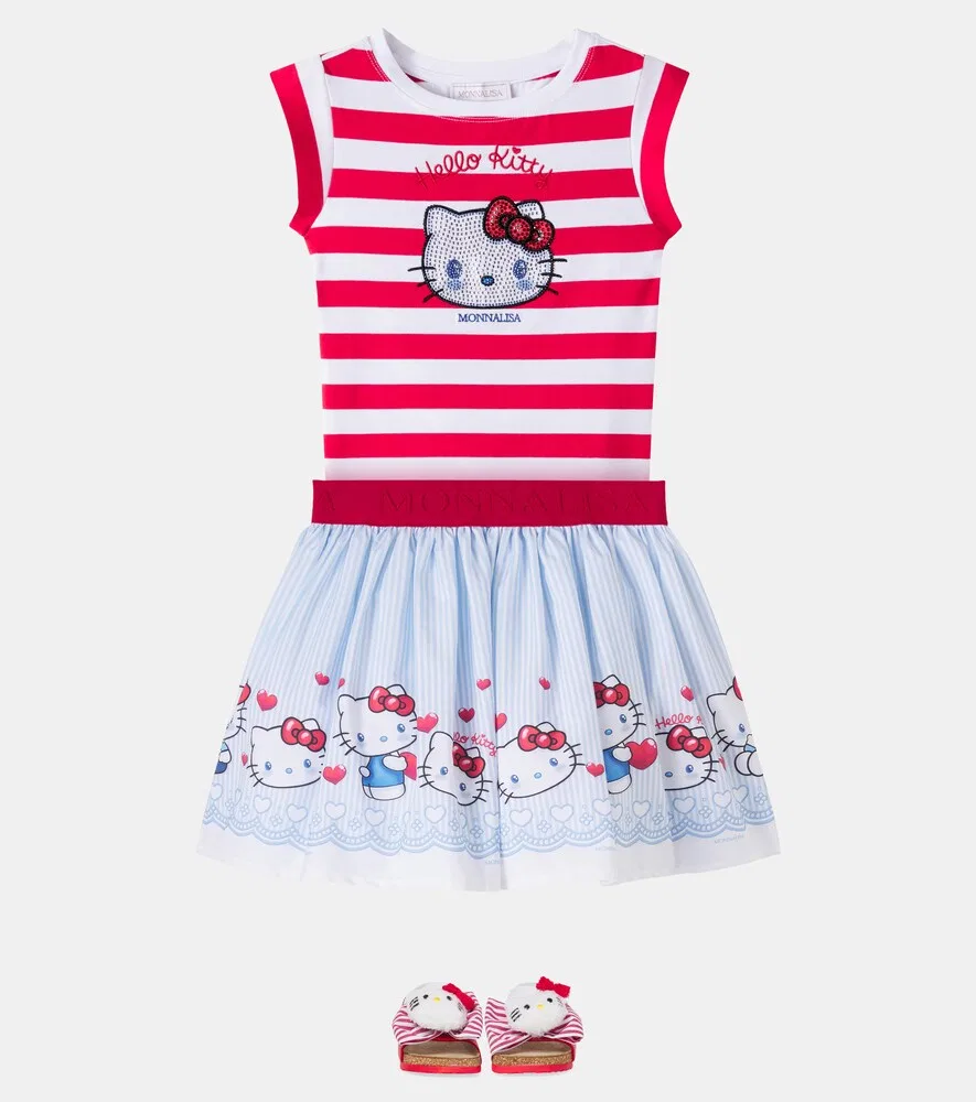 Хлопковая юбка в полоску Hello Kitty Monnalisa, синий — фото 2