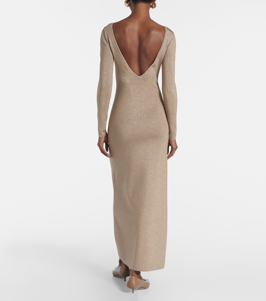 Платье макси с застежкой-ручкой на спине от Bracco Max Mara, Pomice Argento — фото 3