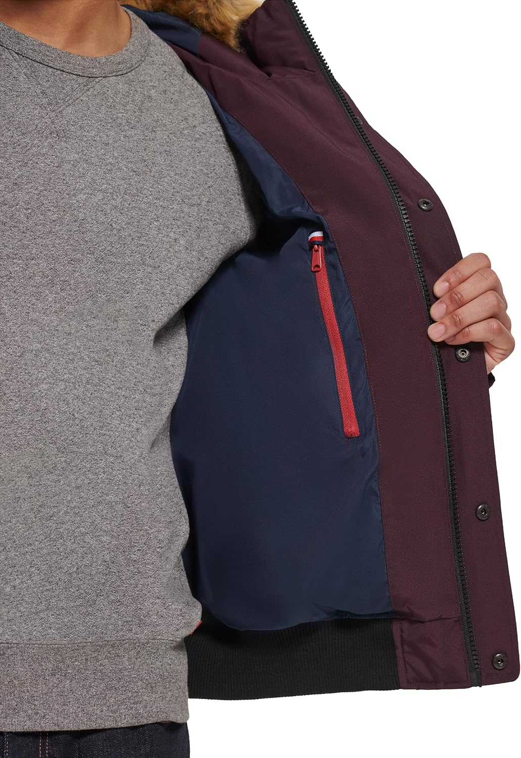 Мужская стеганая куртка-бомбер Tommy Hilfiger Arctic Cloth (стандартная и для больших и высоких), Burgundy — фото 4