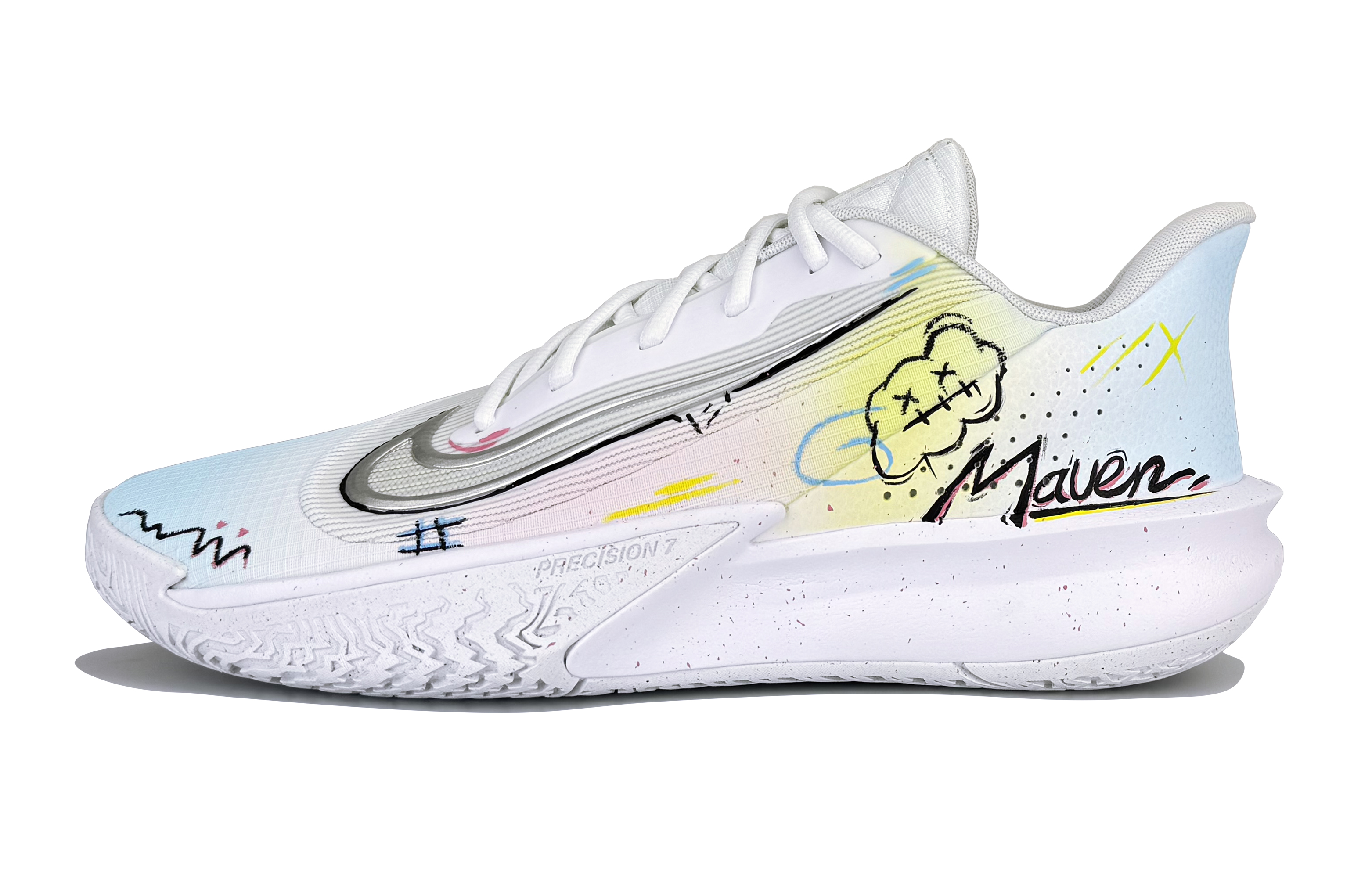 

Nike Precision 7 Abrasion Resistant Low top Basketball Shoes Men's Blue White