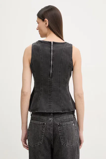 Блузка джинсовая Peplum Seamed Denim Levi's, черный — фото 3