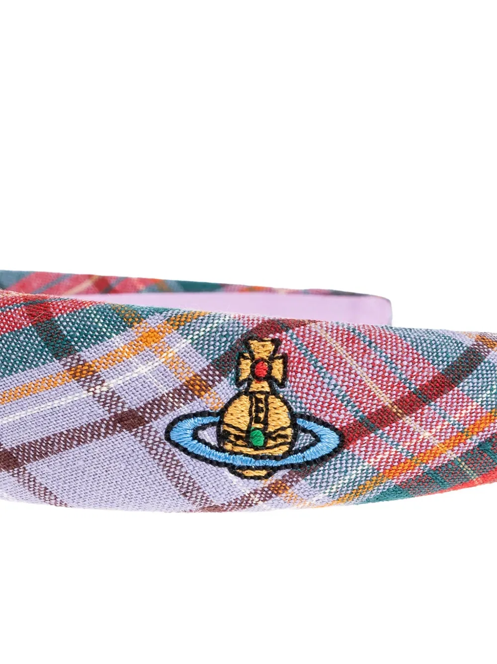 Вышитая клетчатая повязка на голову Vivienne Westwood, фиолетовый — фото 2