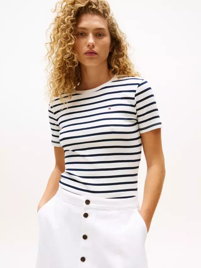 Приталенная футболка в полоску, разноцветная Tommy Hilfiger