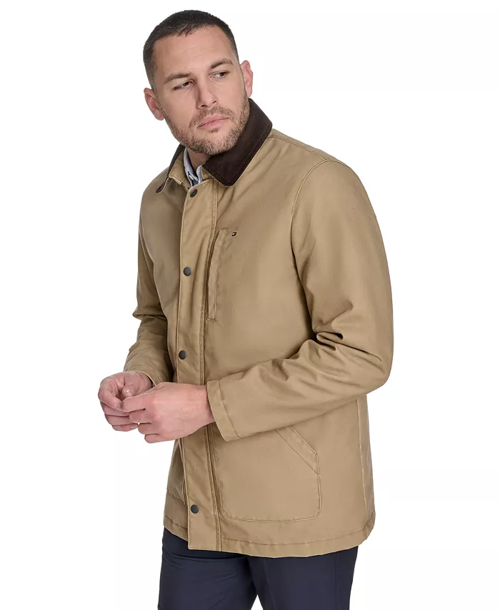 Мужское хлопковое амбарное пальто с воротником из вельвета Tommy Hilfiger, загар/бежевый — фото 3