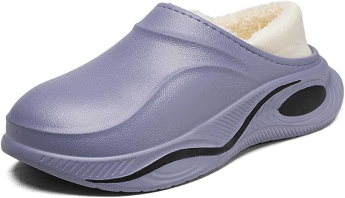 

Тапочки Abborora для мужчин с эффектом памяти, флисовая подкладка, закрытый носок, водонепроницаемые, противоскользящие, зимние теплые тапочки для дома, серый