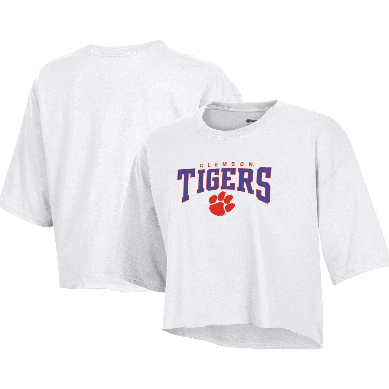 

Женская укороченная футболка Champion Clemson Tigers Boyfriend белого цвета Champion, Белый, Женская укороченная футболка Champion Clemson Tigers Boyfriend белого цвета Champion