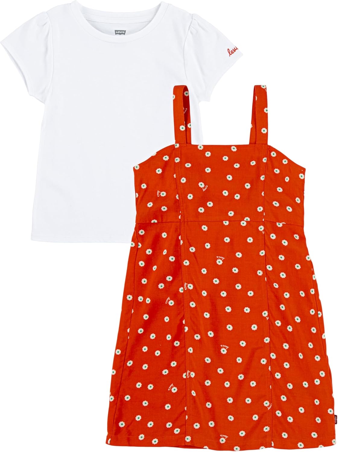 

Комплект из двух предметов: футболка и платье для девочек Levi's Girls, Enamel Orange