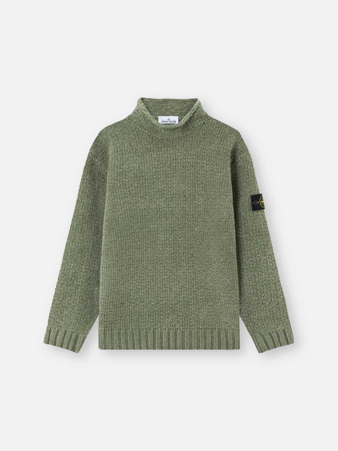 

Свитер с воротником-стойкой и обратным швом Stone Island 5100019 COTTON CHENILLE, Sage Green