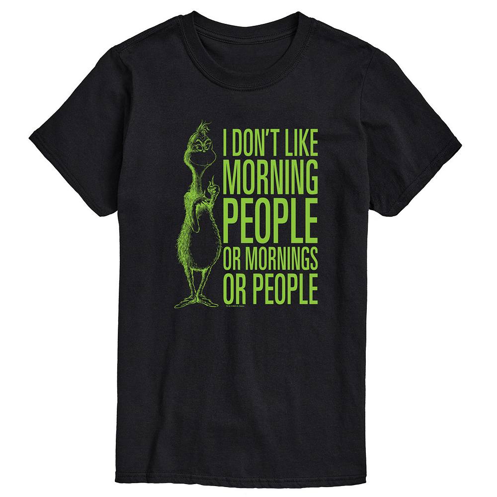 

Мужская футболка с рисунком Dr. Seuss Grinch Morning People Licensed Character, черный