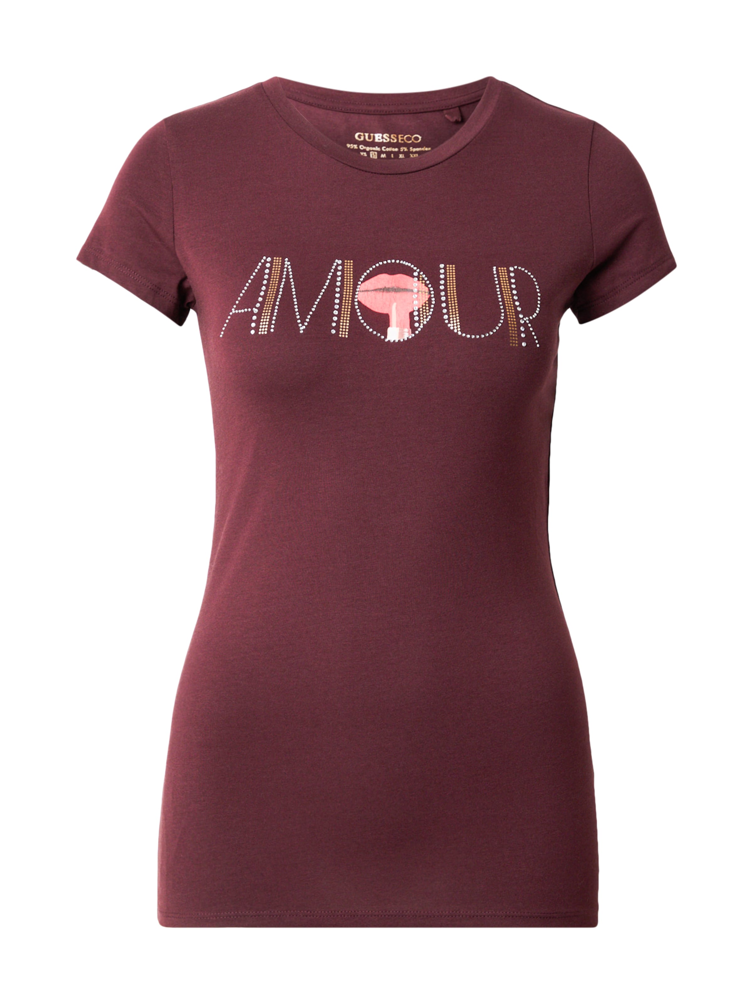 

GUESS Футболка 'AMOUR' в цвете цикламен