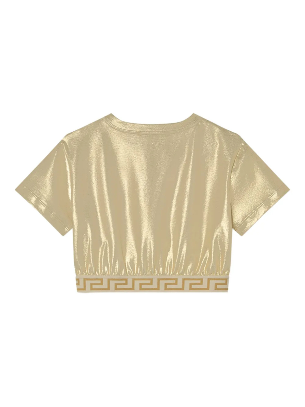Versace Kids укороченный топ с эффектом металлик, золотой — фото 2