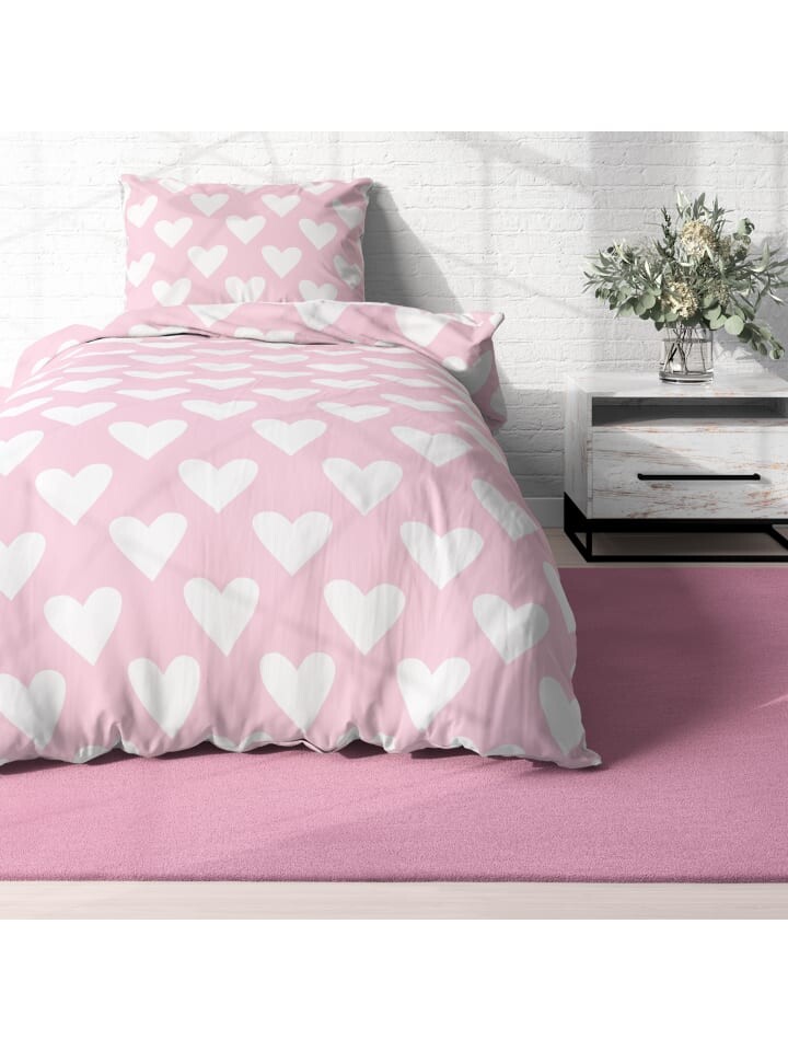 

Постельное белье TRAUMHELDEN Set Biber/Flanell Herzklopfen Heart, цвет weiß/rosa
