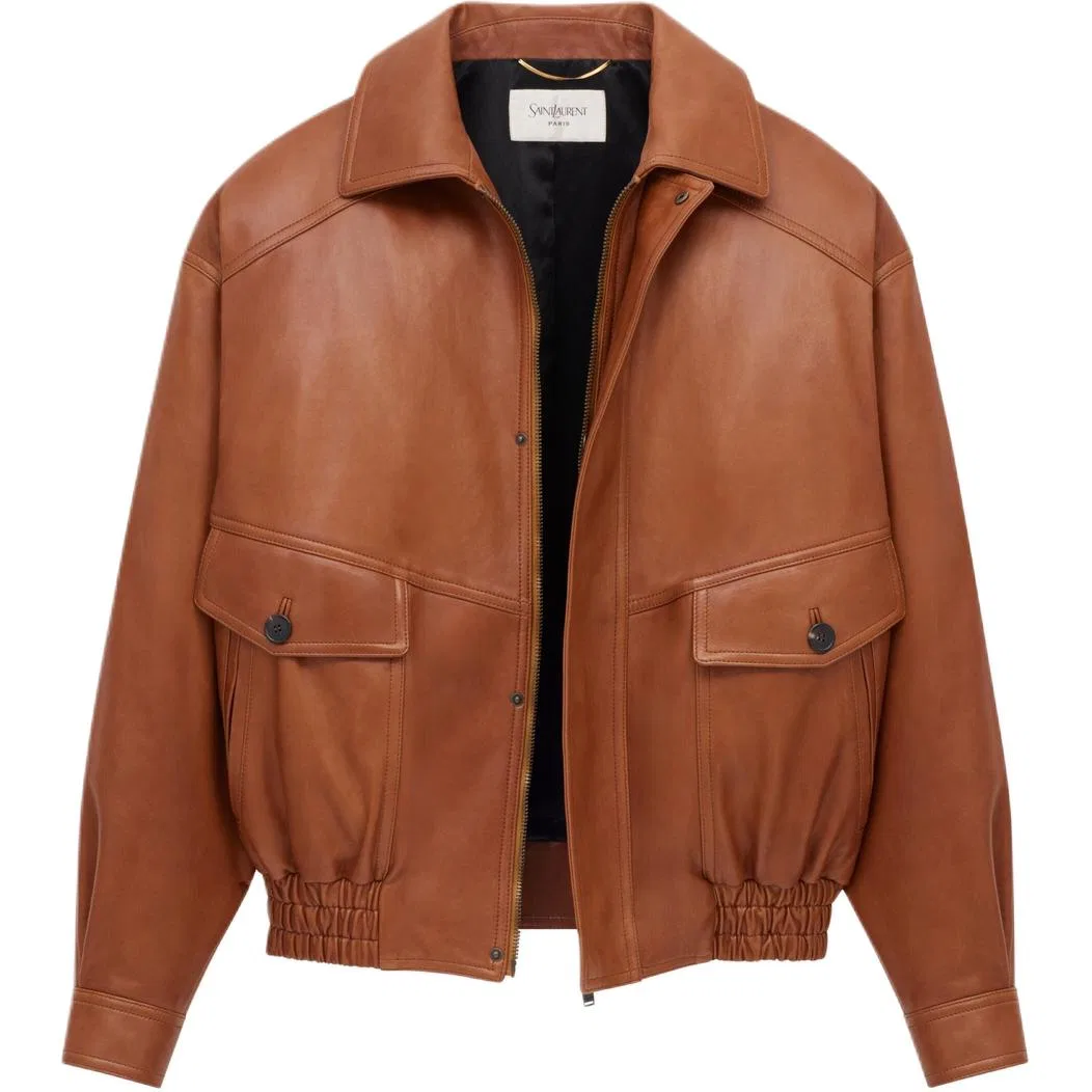 Кожаная куртка Saint Laurent FW25 Brown — фото 3