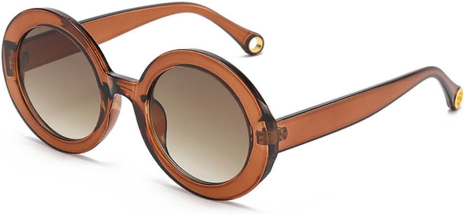 

Круглые солнцезащитные очки для женщин в винтажном стиле с градиентным переходом, мужские панк-очки, солнцезащитные очки с защитой от УФ-излучения UV400 LANGSER, Brown Tea Gradient