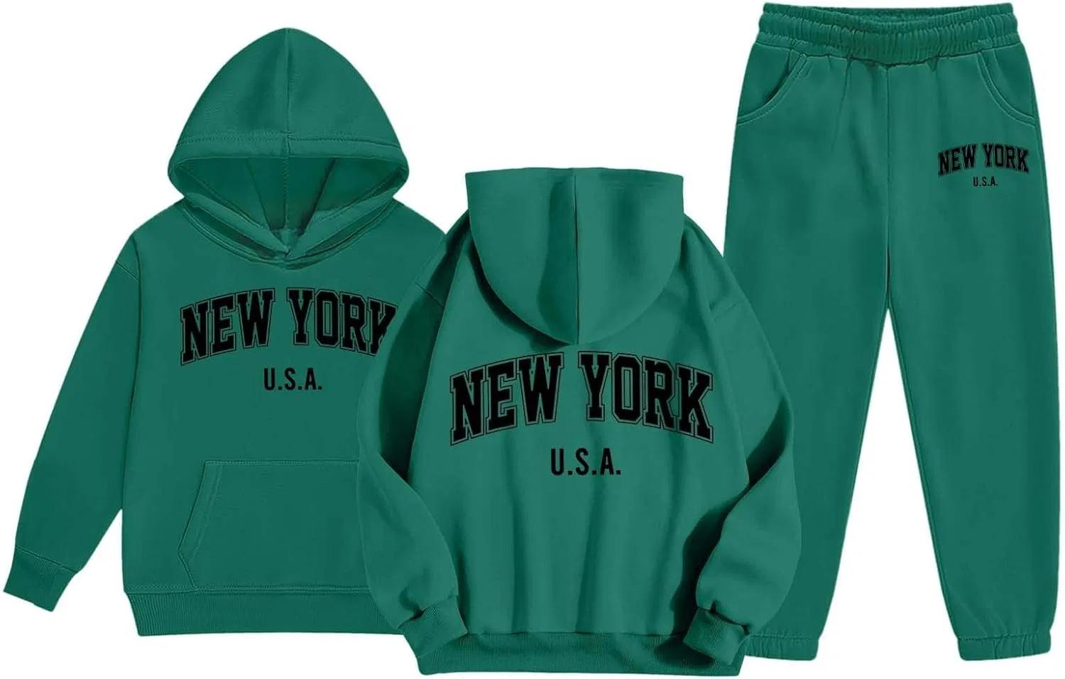 Детский спортивный костюм с принтом Brooklyn, Z02 Dark Green — фото 4