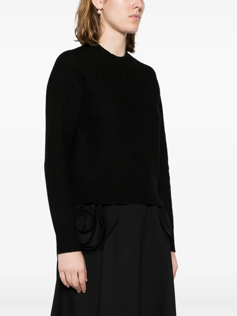 Шерстяной джемпер с круглым вырезом JIL SANDER, черный — фото 3
