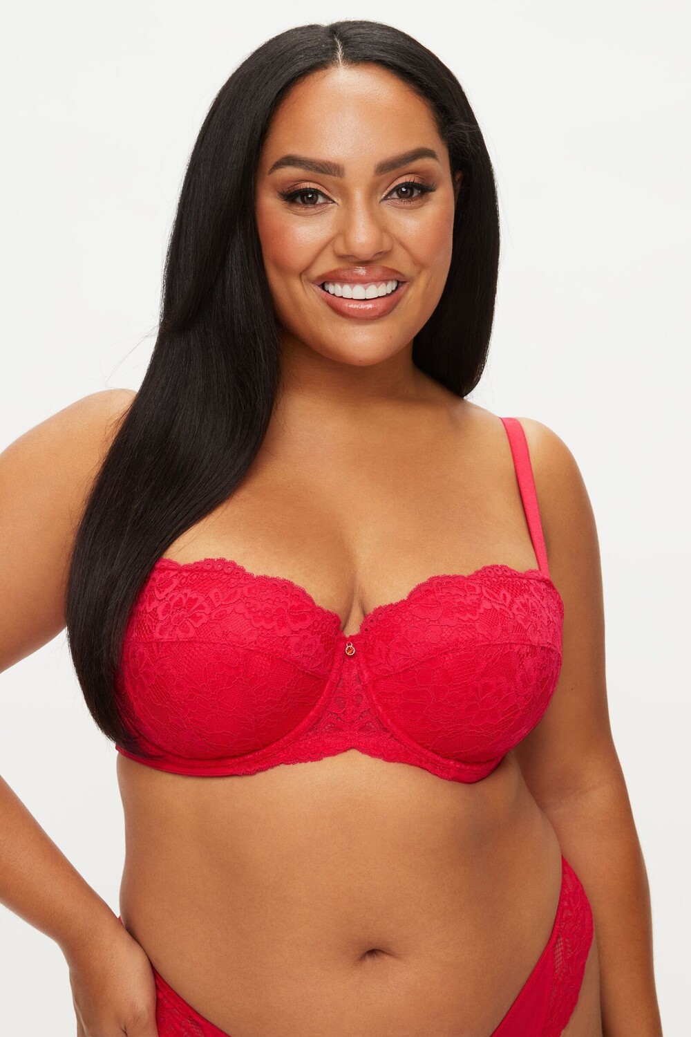 

Сексуальный бюстгальтер-балкон из кружева Planet Ann Summers, красный