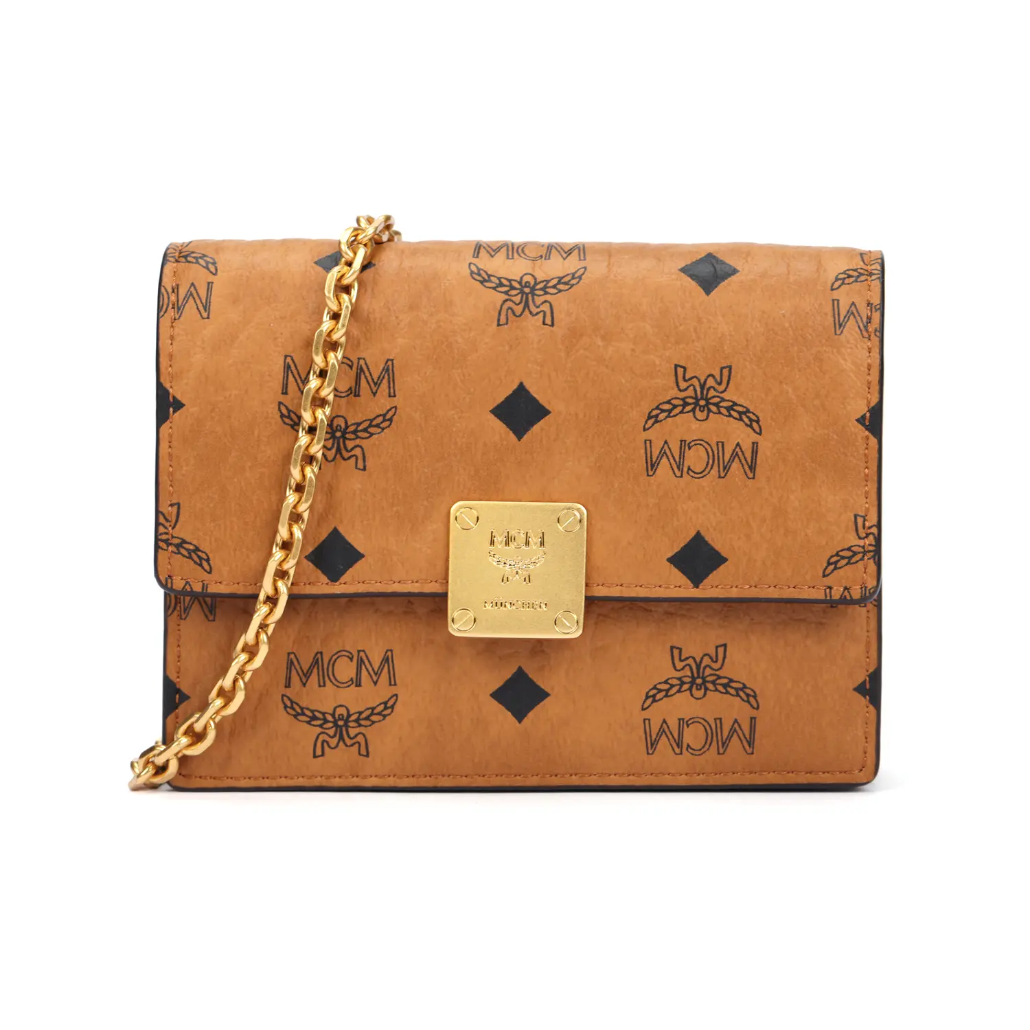 

MCM Кожаный кошелек кроссбоди женский коньячный