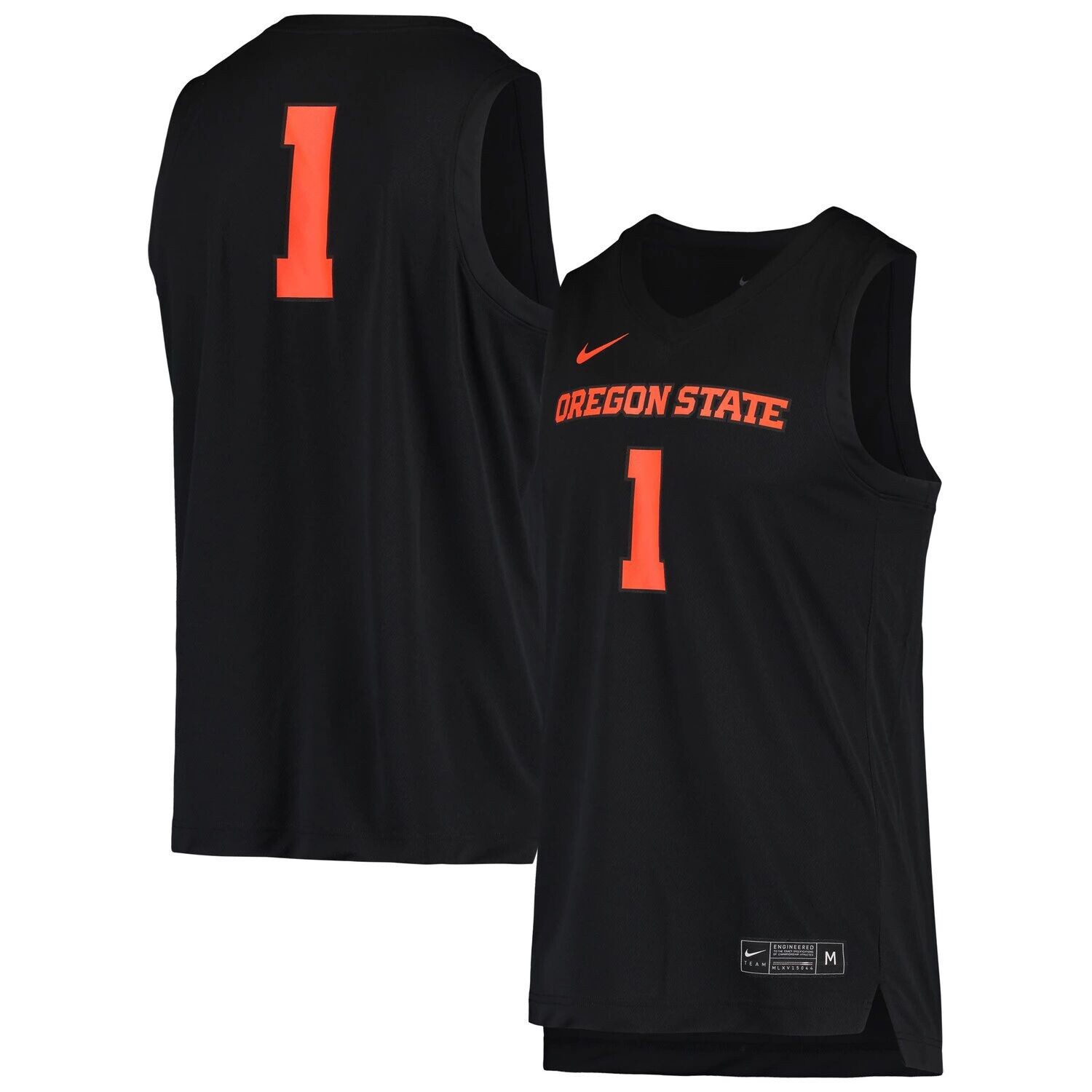 Мужская черная баскетбольная майка #1 Oregon State Beavers реплика Nike — фото 4
