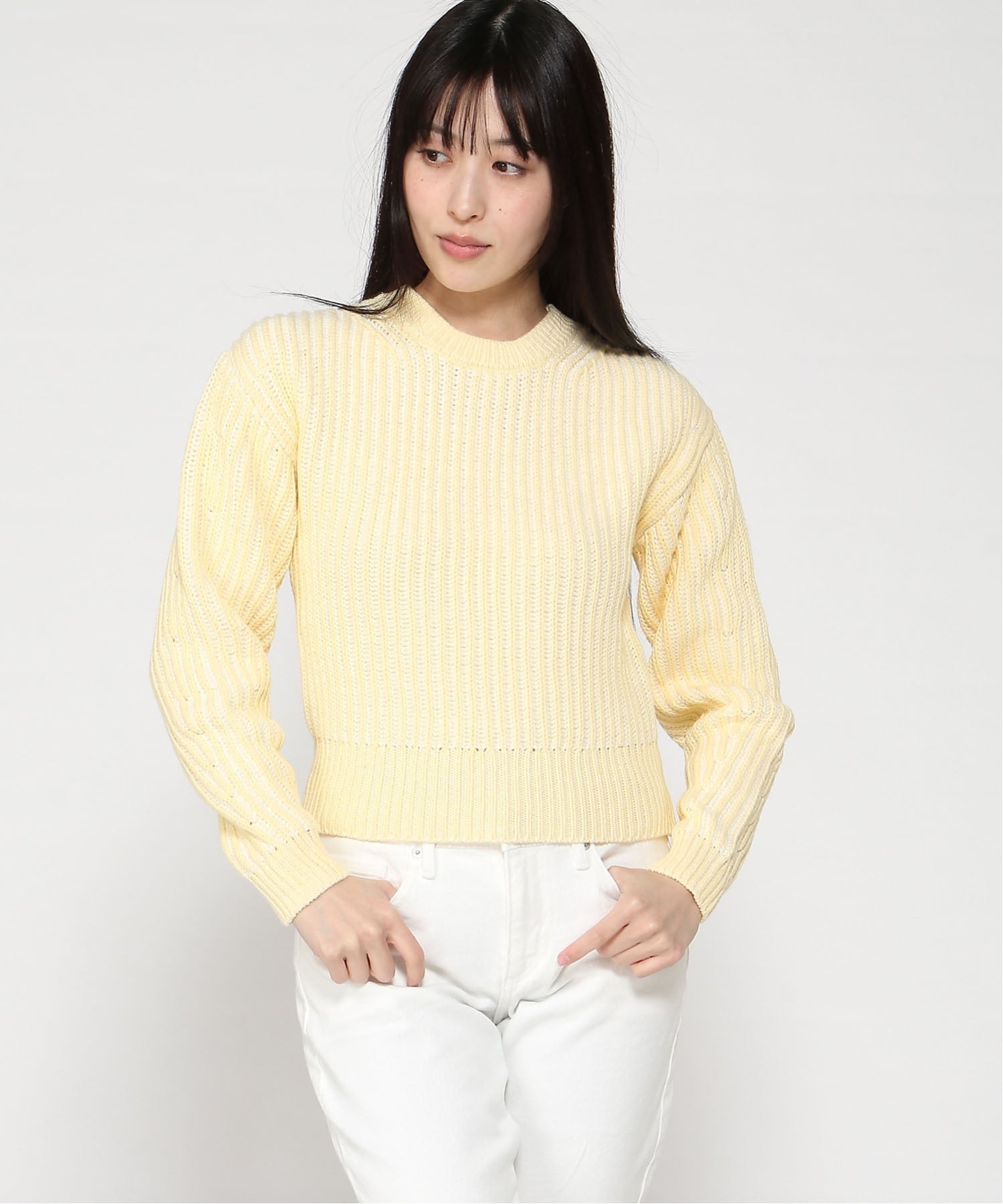 (W) Укороченный свитер с рукавами-«бочками» из 100% хлопка GAP, MAIZE — фото 4