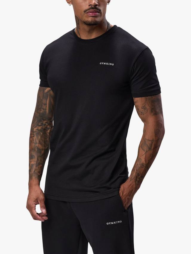 

Хлопковая футболка Muscle Fit базового кроя Gym King, Black