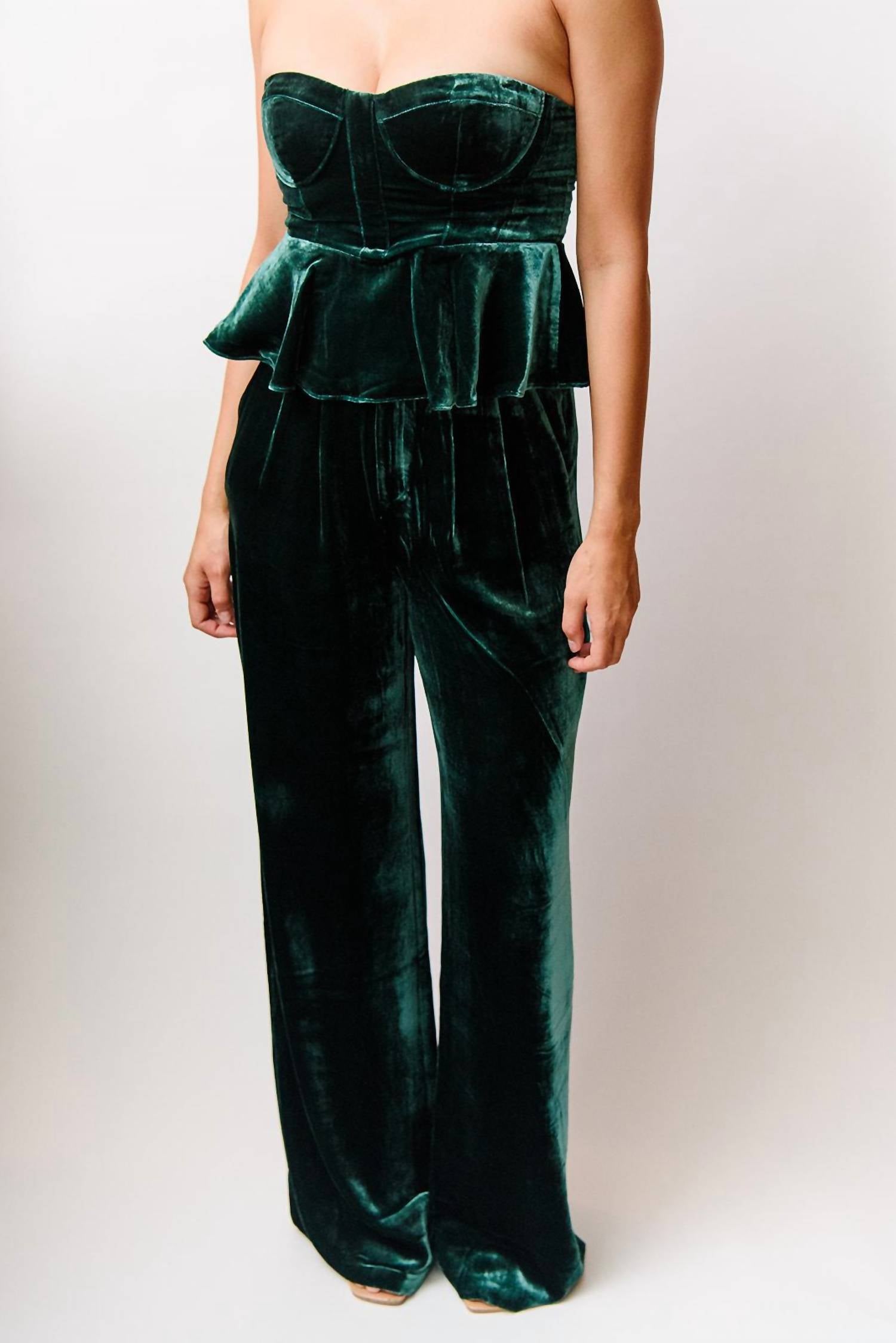 

Брюки Rylie Velvet зеленого цвета Cami NYC