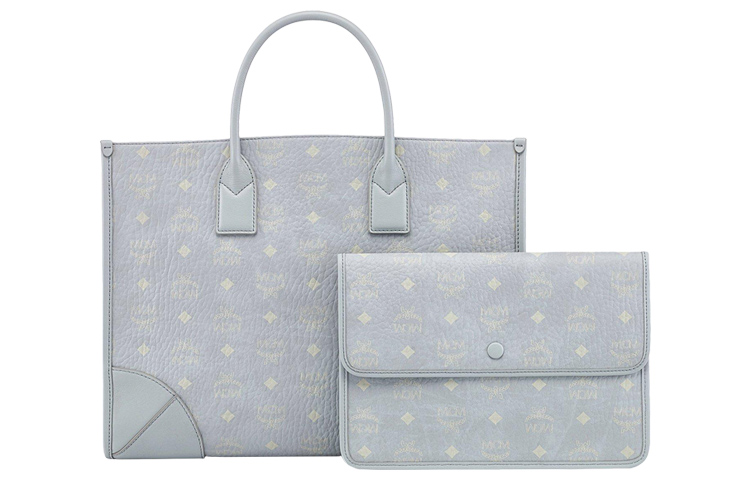 

MCM Сумка-шоппер Visetos Coated Canvas, комбинированная сумка, сумка через плечо, кроссбоди, большая женская сумка серого цвета