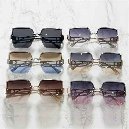 

Солнцезащитные очки 2027 года для женщин, градиентные безободковые солнцезащитные очки для мужчин, ретро-очки, защита от ультрафиолета UV400 MTZJH, Brown Blue